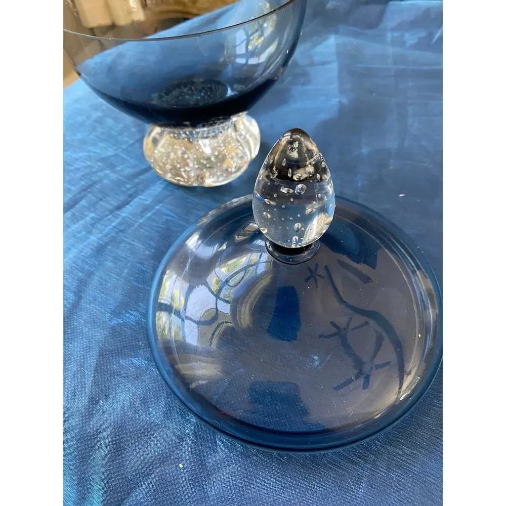 Vintage Aseda Glasburk Apothecary Candy Jar with Lid By Borgstorm Italy Blown